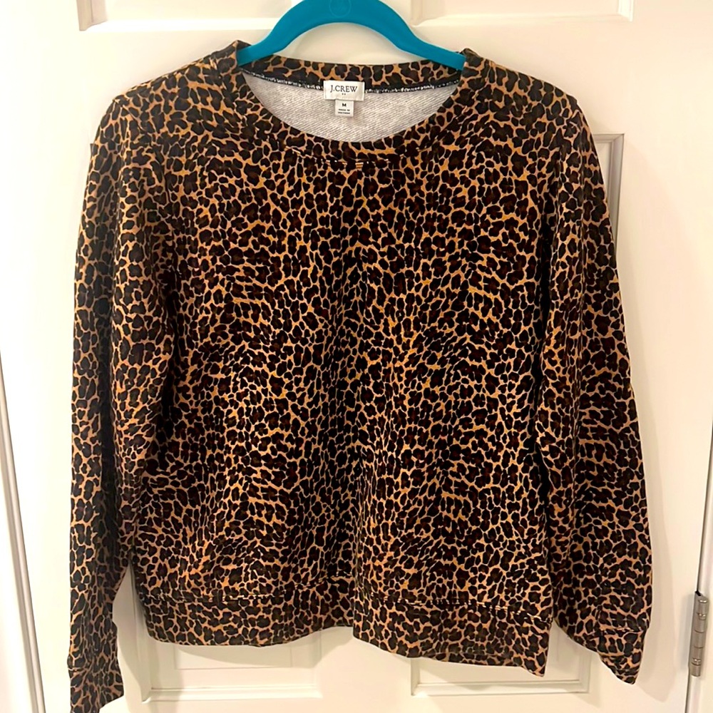 J. Crew Animal Print Light Weight Sweatshirt, Medium